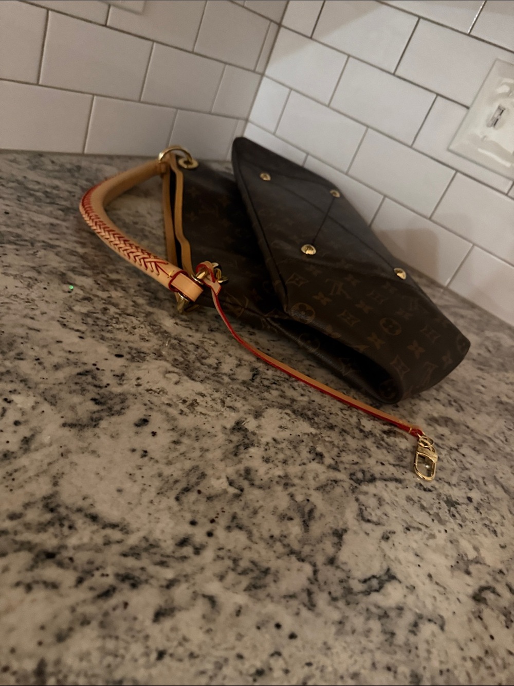 Classic Monogram Canvas Shoulder Tote in Brown